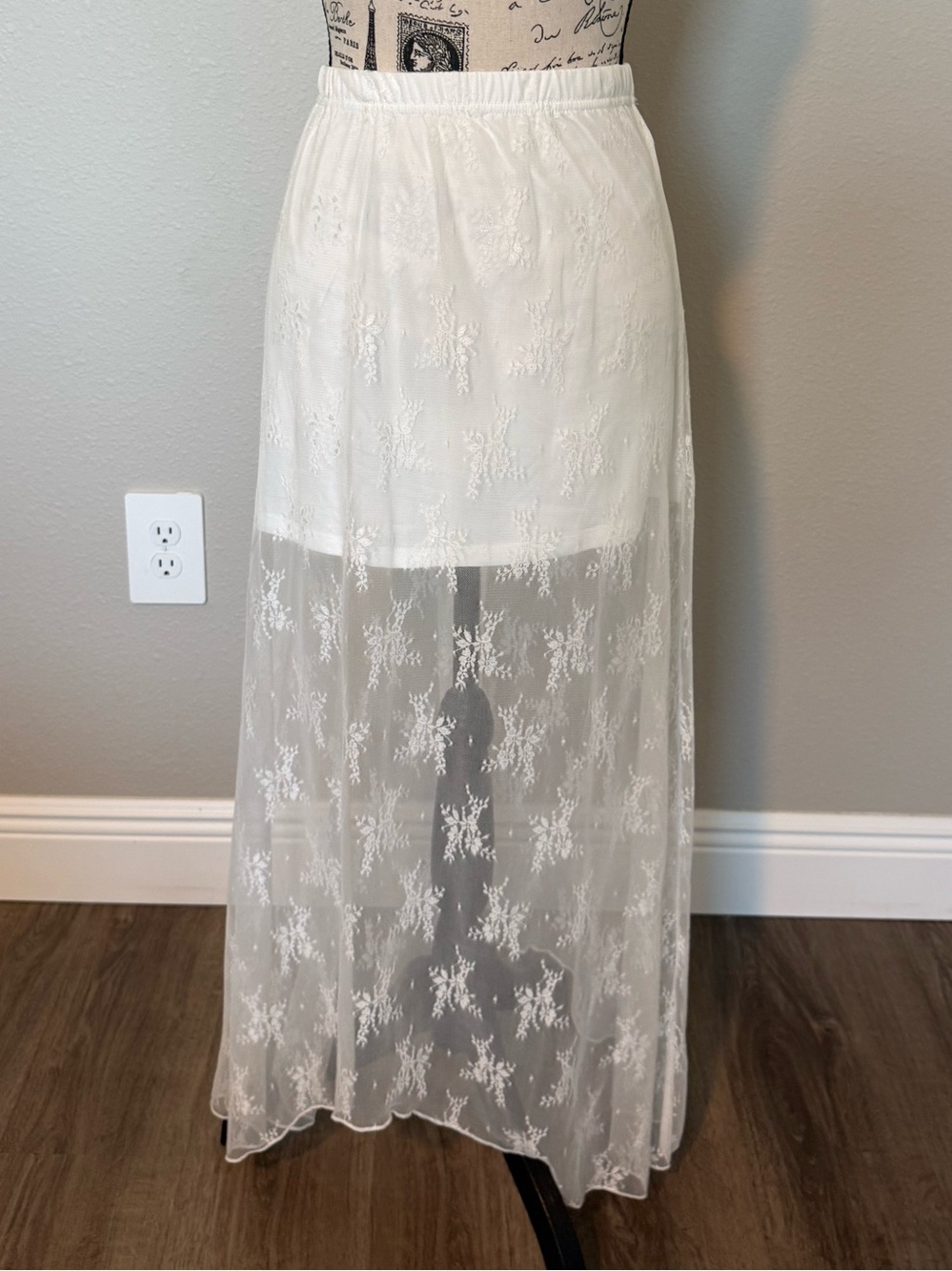 White Lace Overlay Maxi Skirt NWT